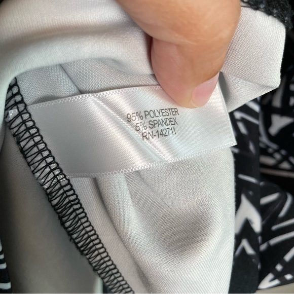 Eloquii Sheath Scuba 3/4 Sleeve Abstract Zig Zag Scribble Print Dress - Picture 6 of 8